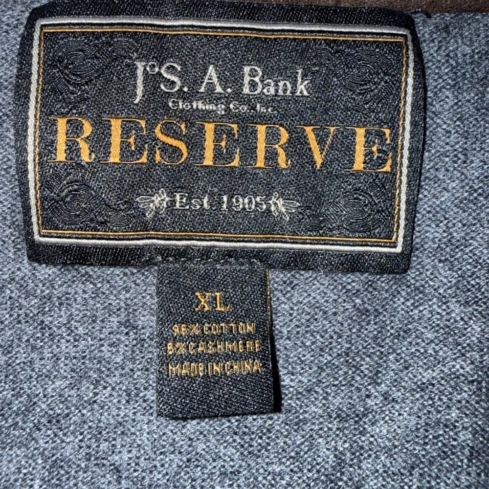 Jos‎ A. Bank Reserve Mens Gray Quarter Zip Long Sleeve Sweater Pullover Knit XL